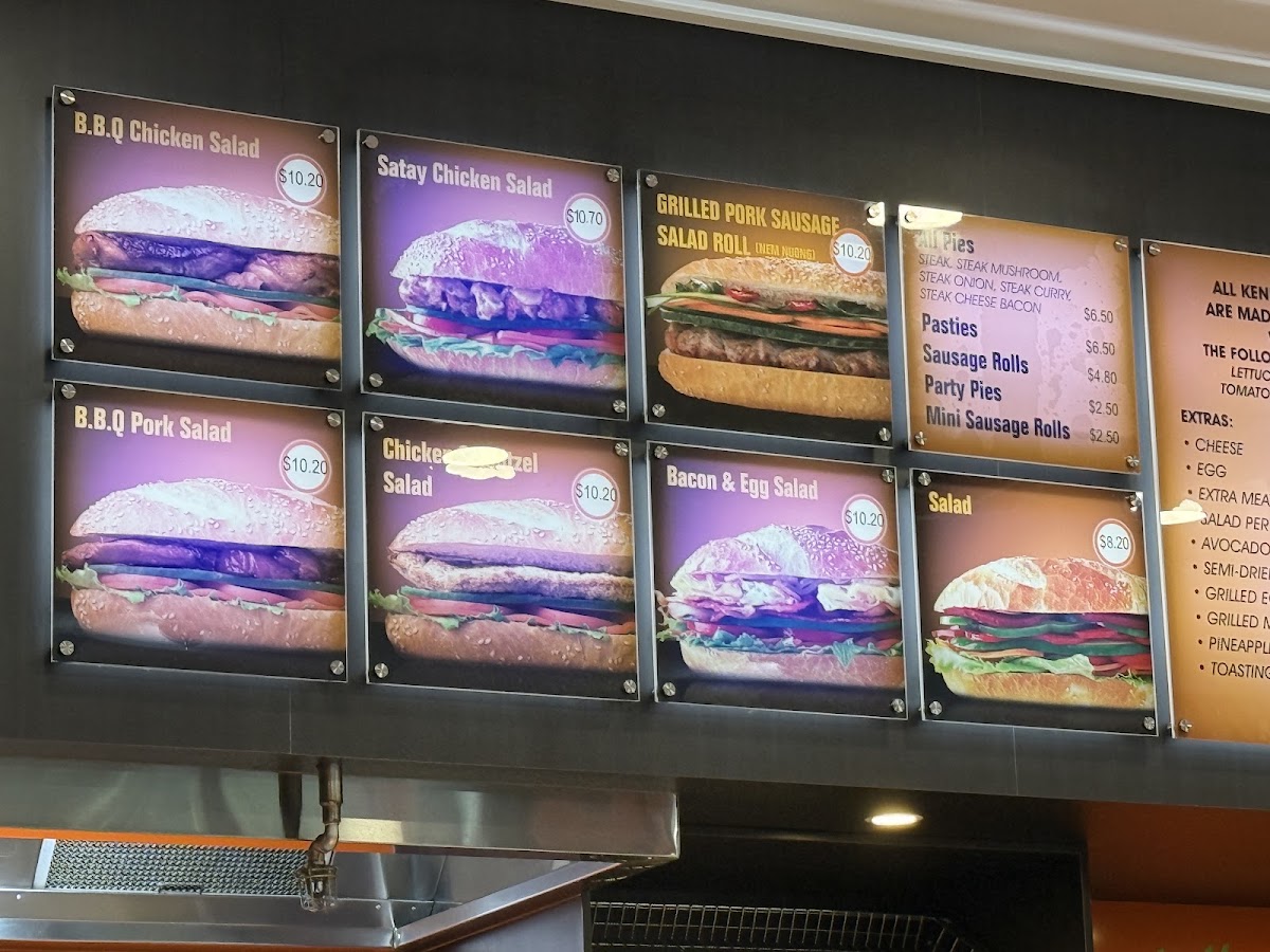 Kenny's Bakery Cafe menu board