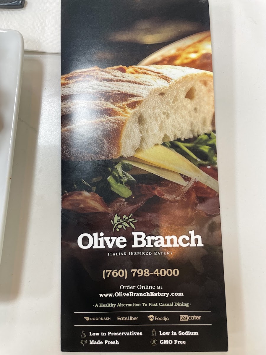 Olive Branch Eatery menu board