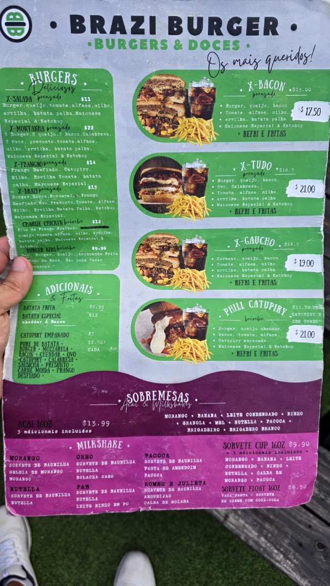 Brazi Burger Food Truck menu board