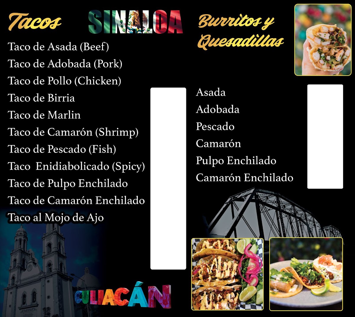 El Clamatazo menu board