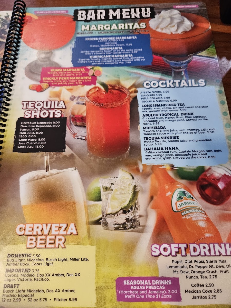 Fiesta Acapulco menu board
