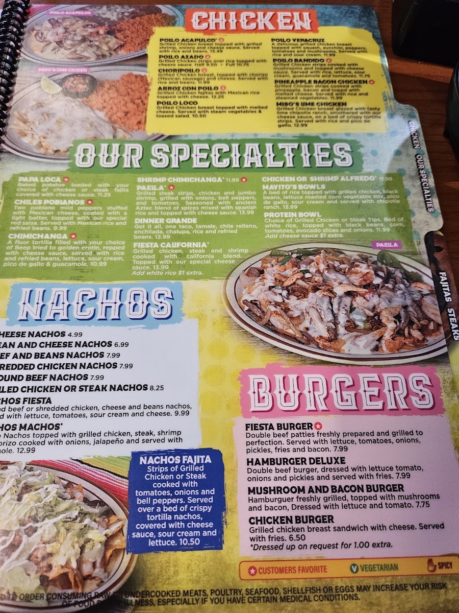 Fiesta Acapulco menu board