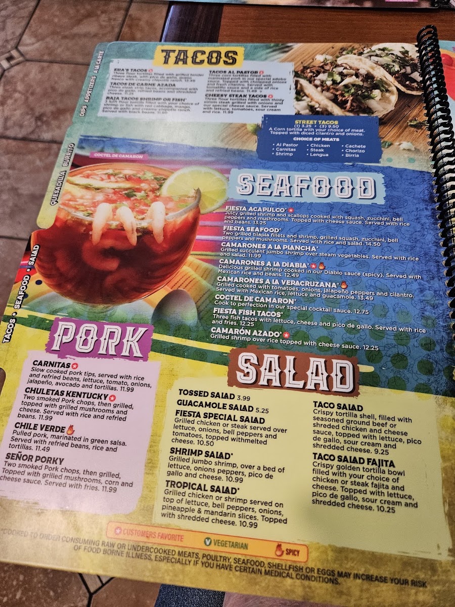 Fiesta Acapulco menu board
