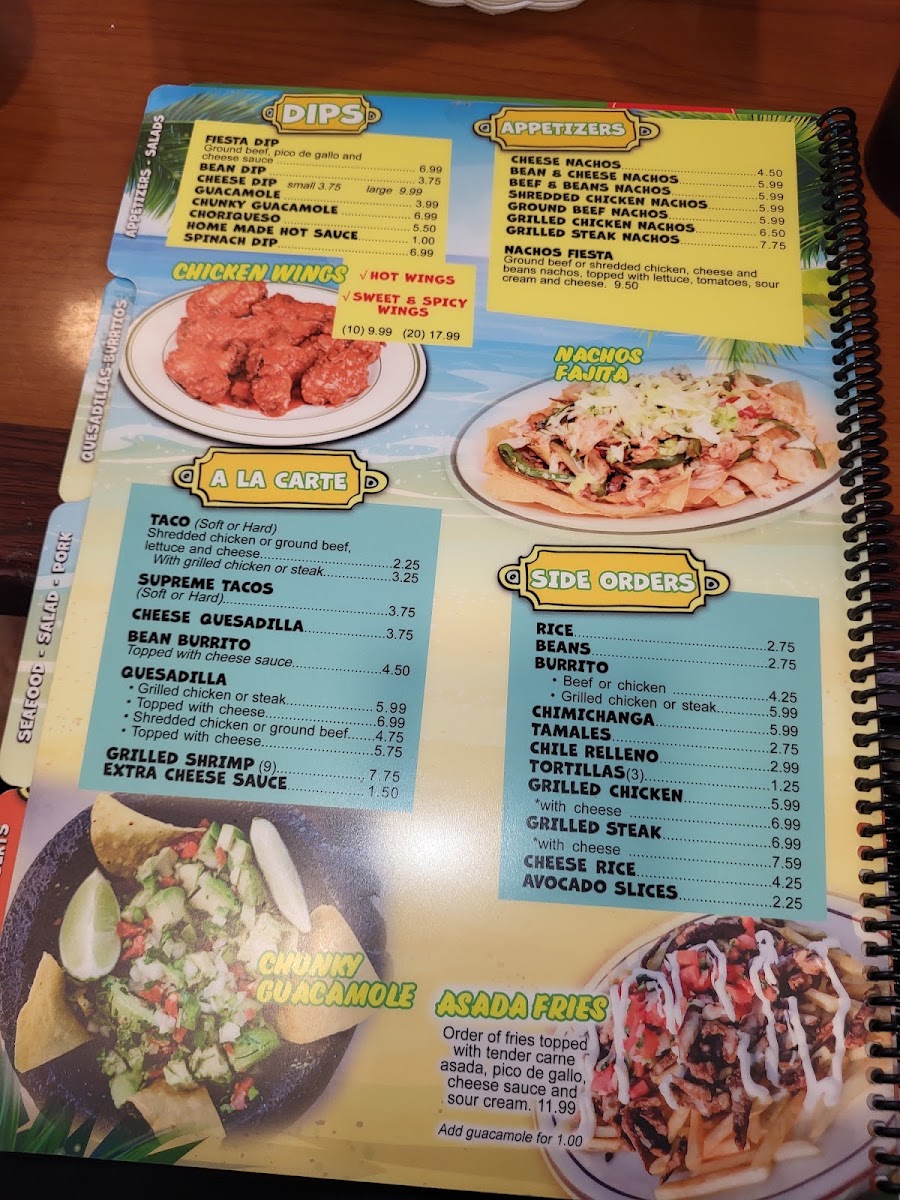 Fiesta Acapulco menu board
