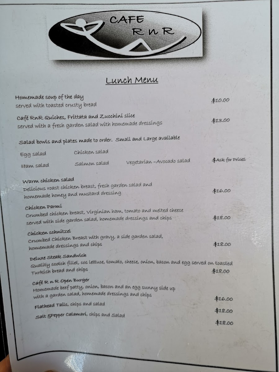 Cafe R n R menu board