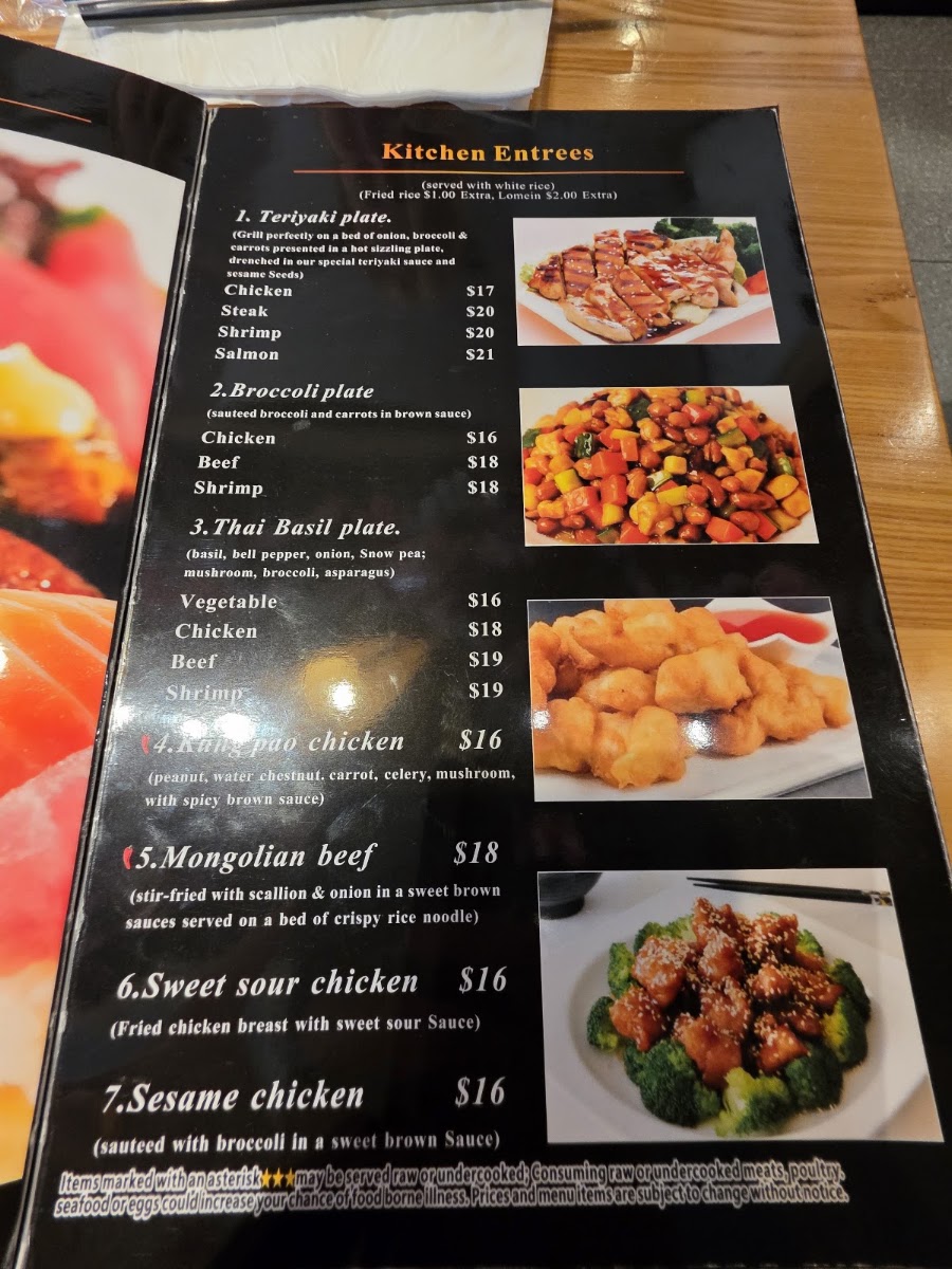Osaka Japanese Fusion menu board