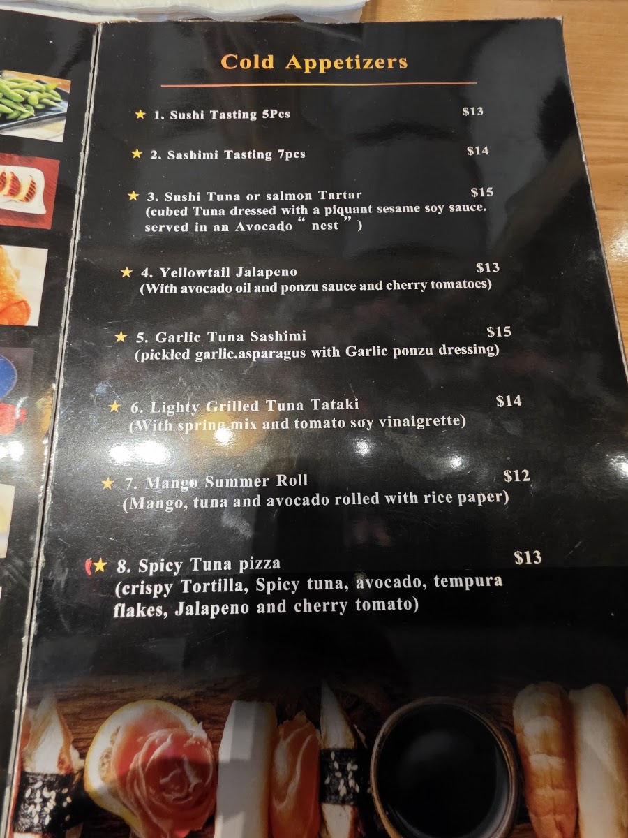Osaka Japanese Fusion menu board