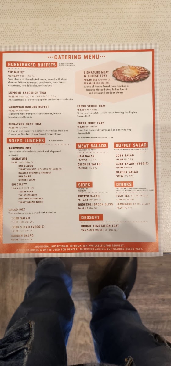 The Honey Baked Ham Company menu board
