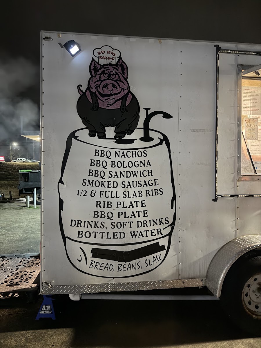 Big & Bad Boys BBQ menu board