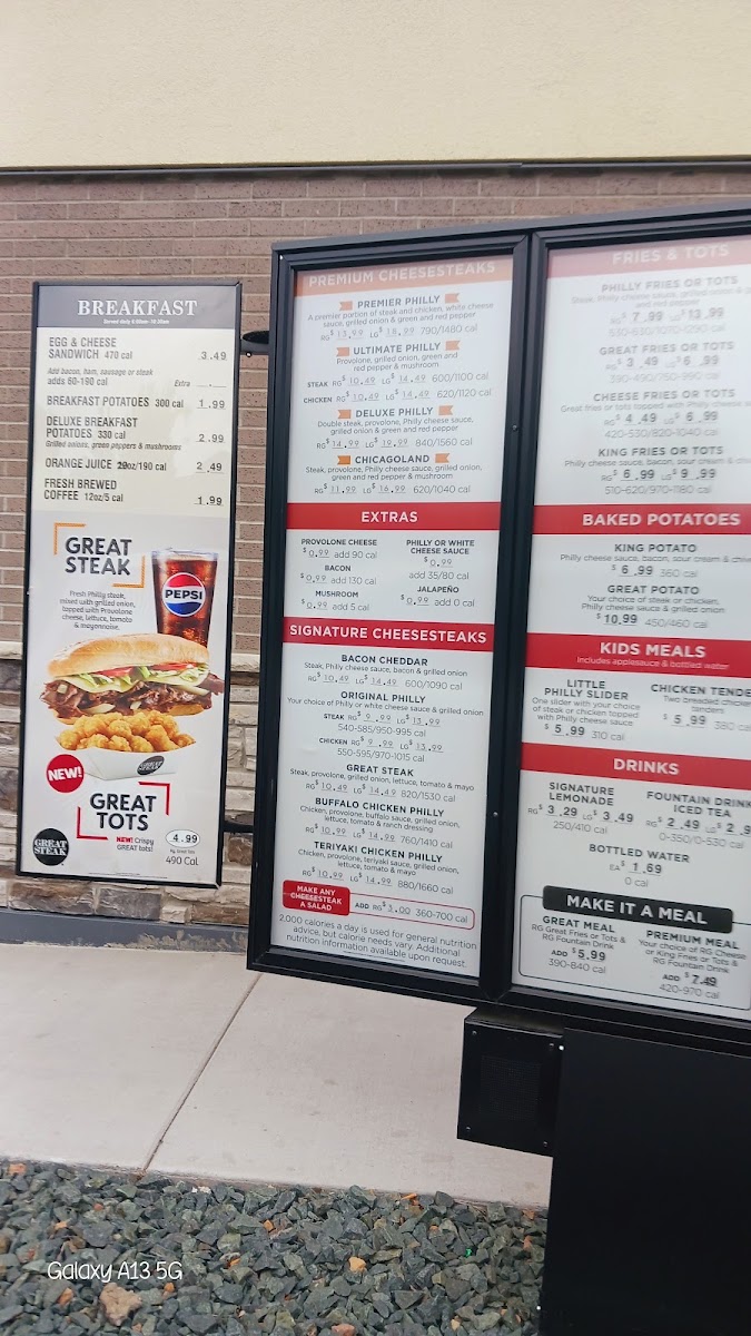 Great Steak menu board