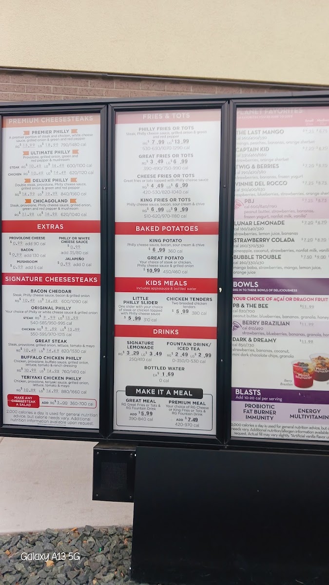 Great Steak menu board