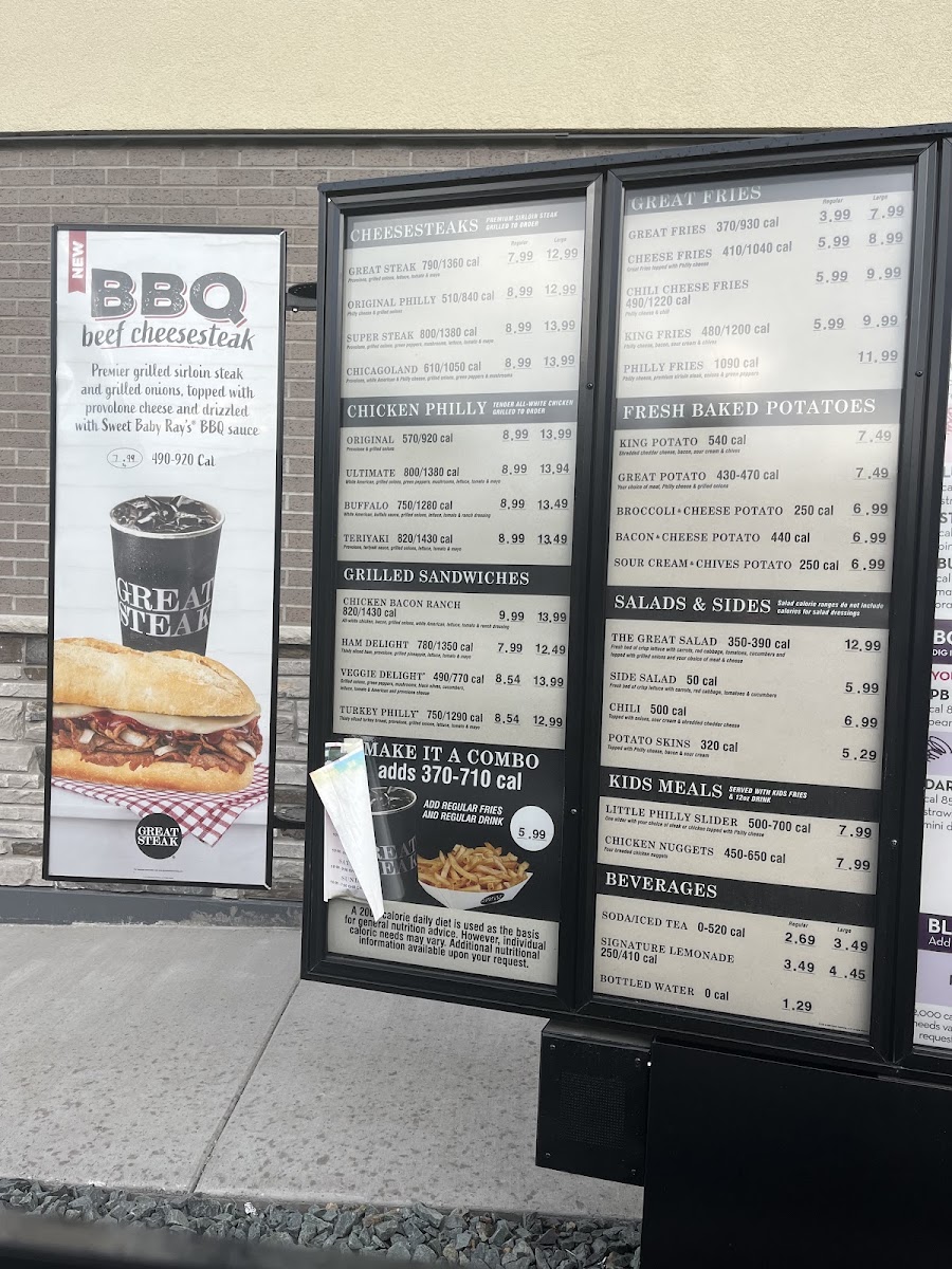 Great Steak menu board
