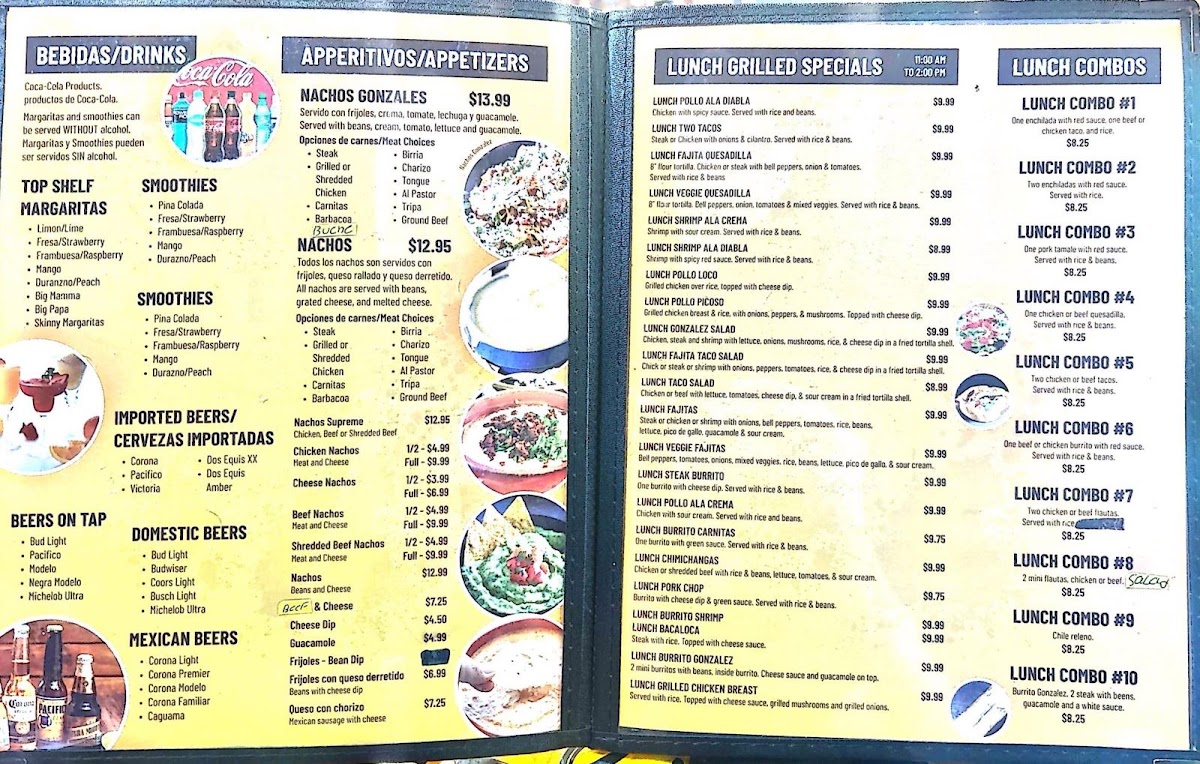 GONZÁLEZ TORTAS menu board