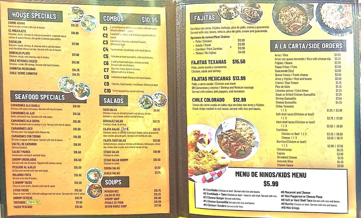 GONZÁLEZ TORTAS menu board