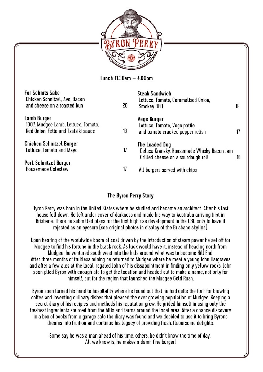 Byron Perry Cafe menu board