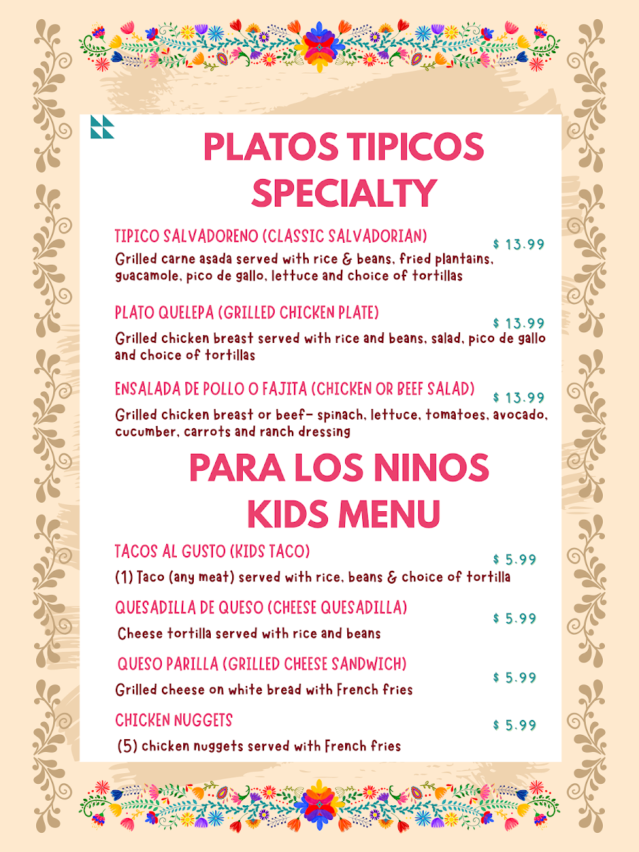 La Hacienda menu board