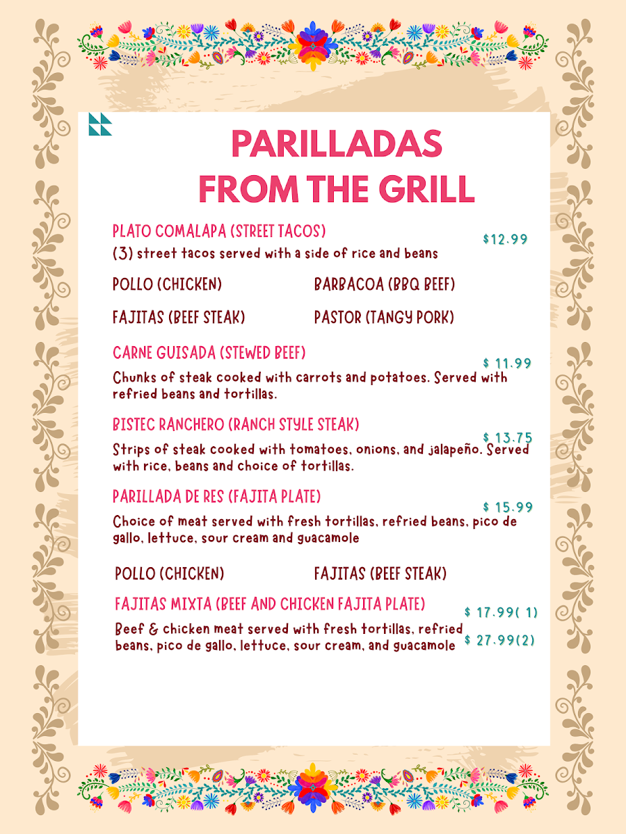 La Hacienda menu board