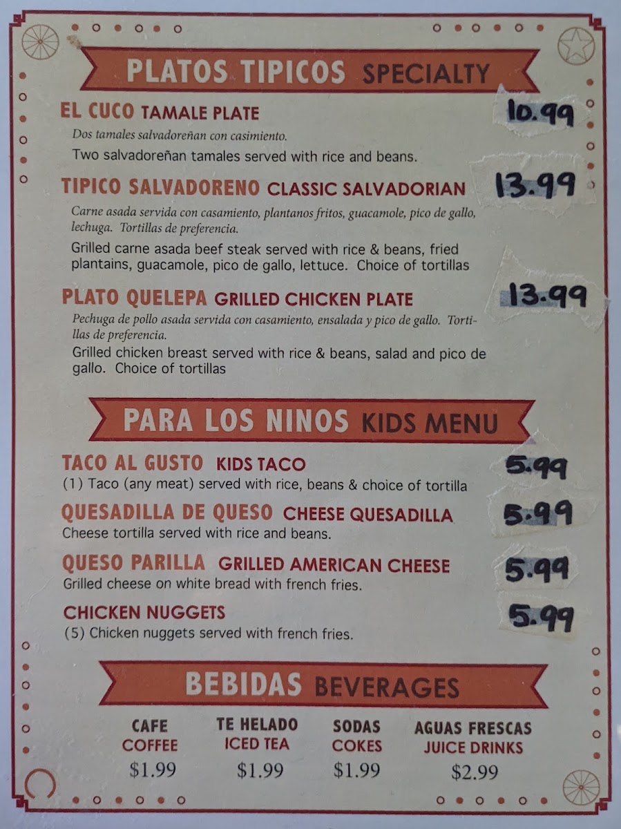 La Hacienda menu board