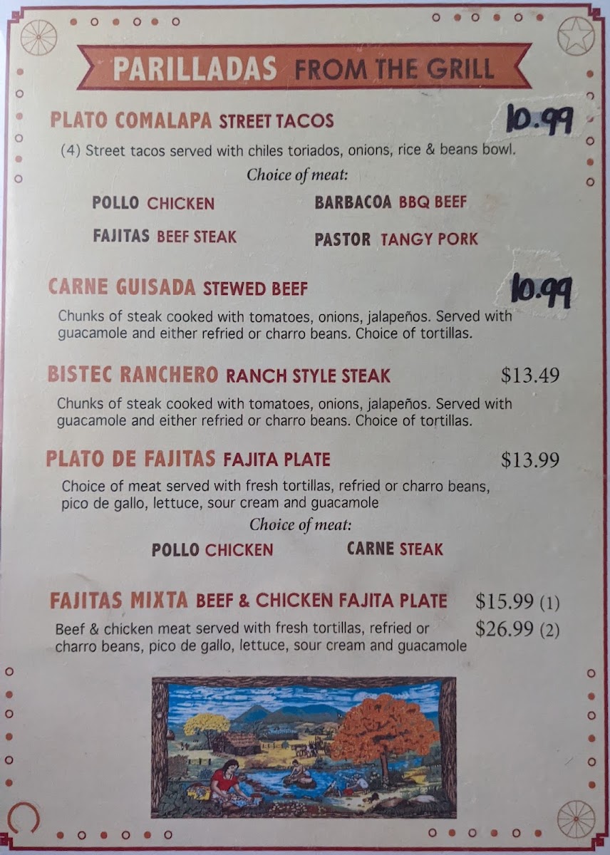 La Hacienda menu board