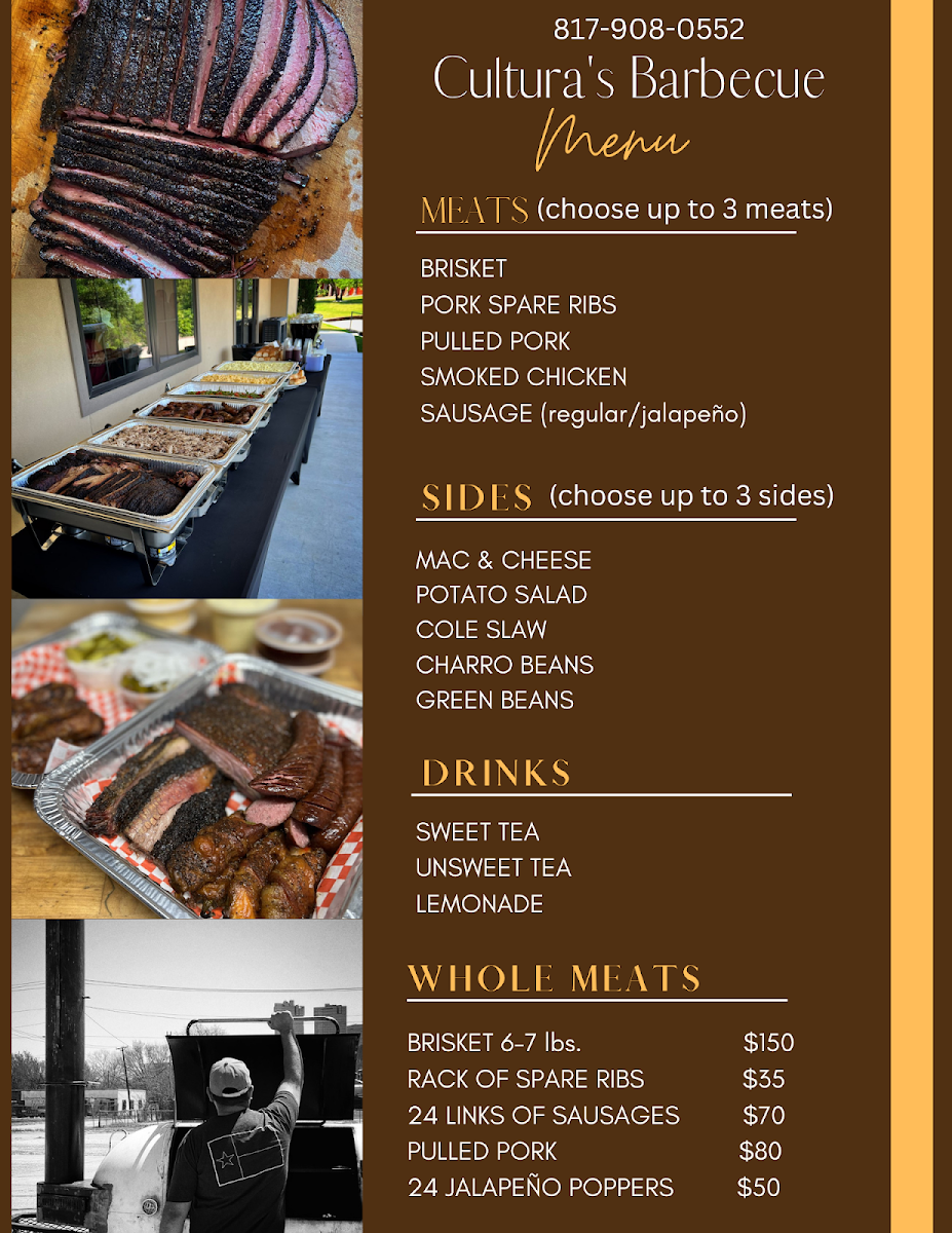 Culturas barbecue llc menu board