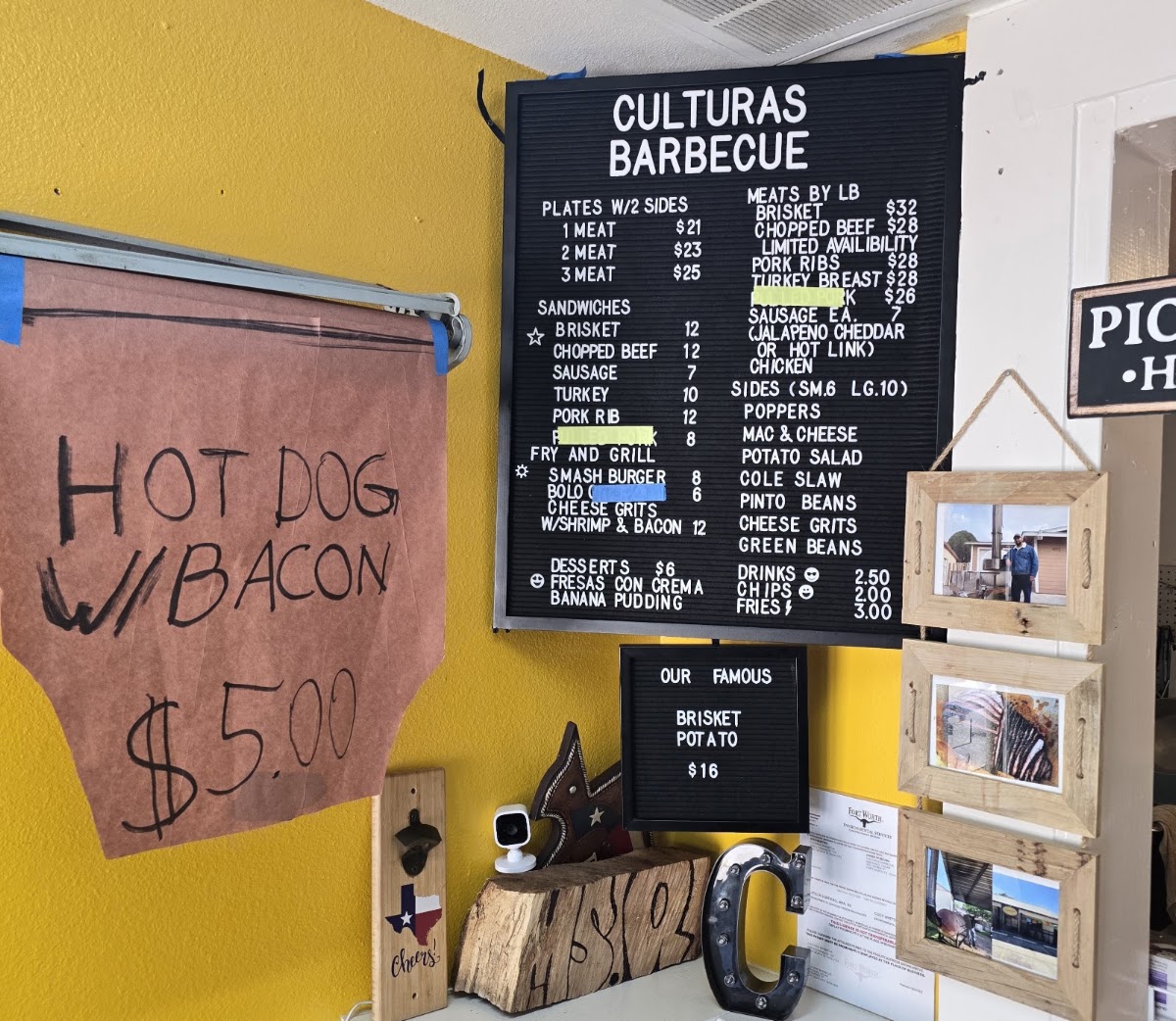 Culturas barbecue llc menu board