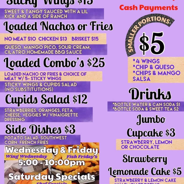 Jaye’s Kitchen & Catering menu board