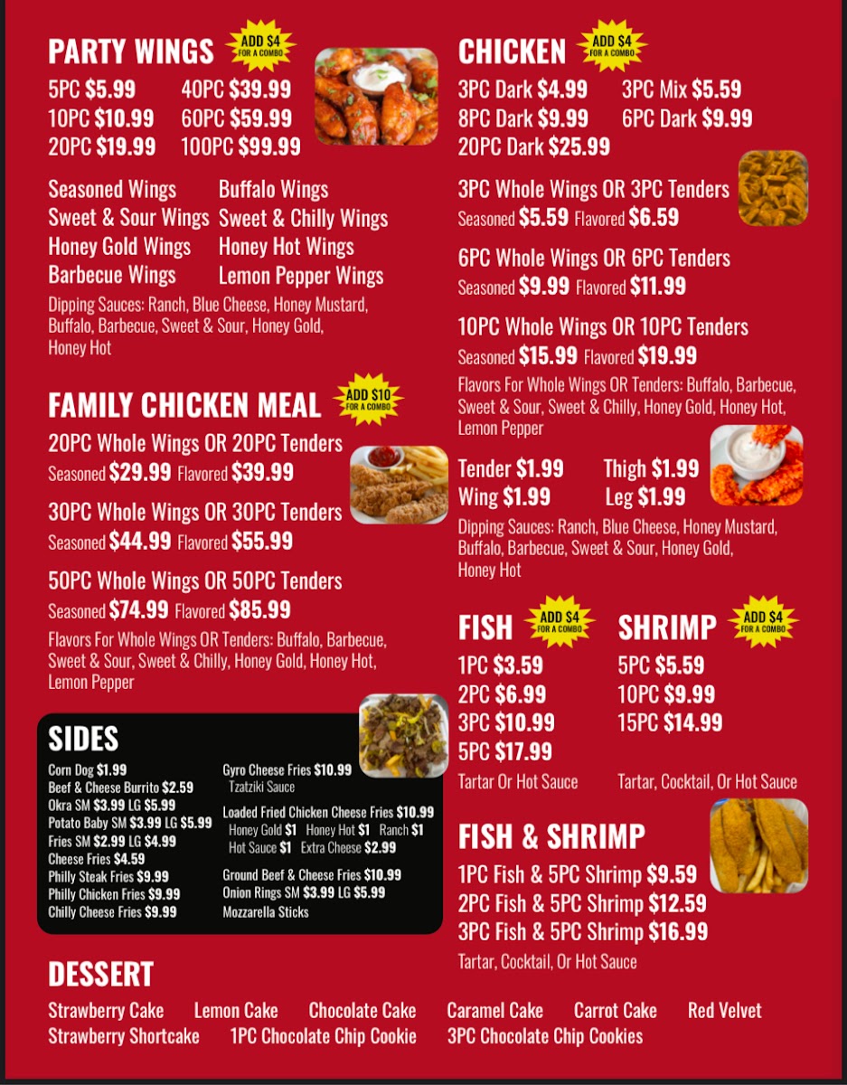 County Line Chicken & Deli menu board