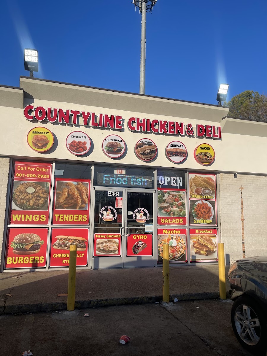 County Line Chicken & Deli menu board