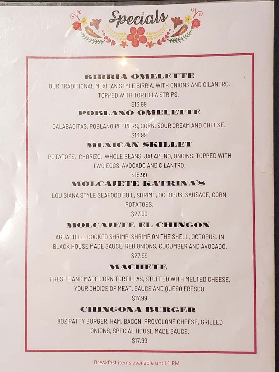 Katrina’s Restaurant menu board