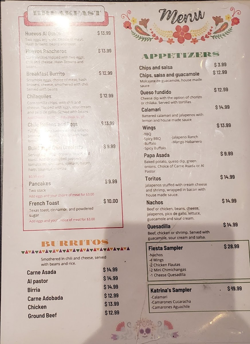 Katrina’s Restaurant menu board