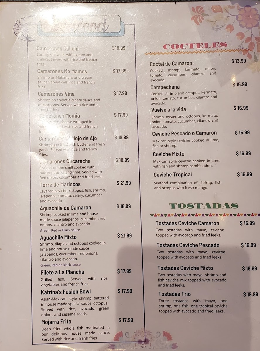 Katrina’s Restaurant menu board