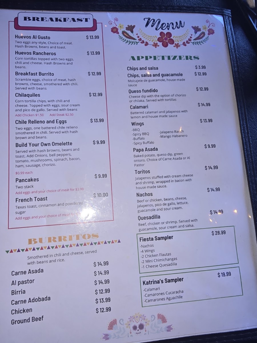 Katrina’s Restaurant menu board
