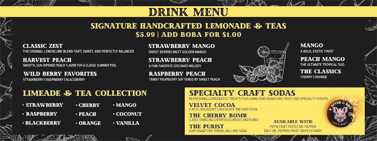 Rafter G BBQ menu board