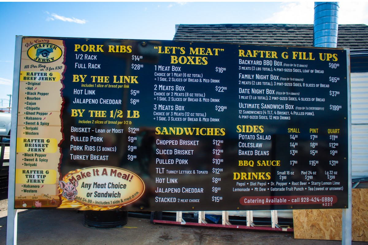 Rafter G BBQ menu board
