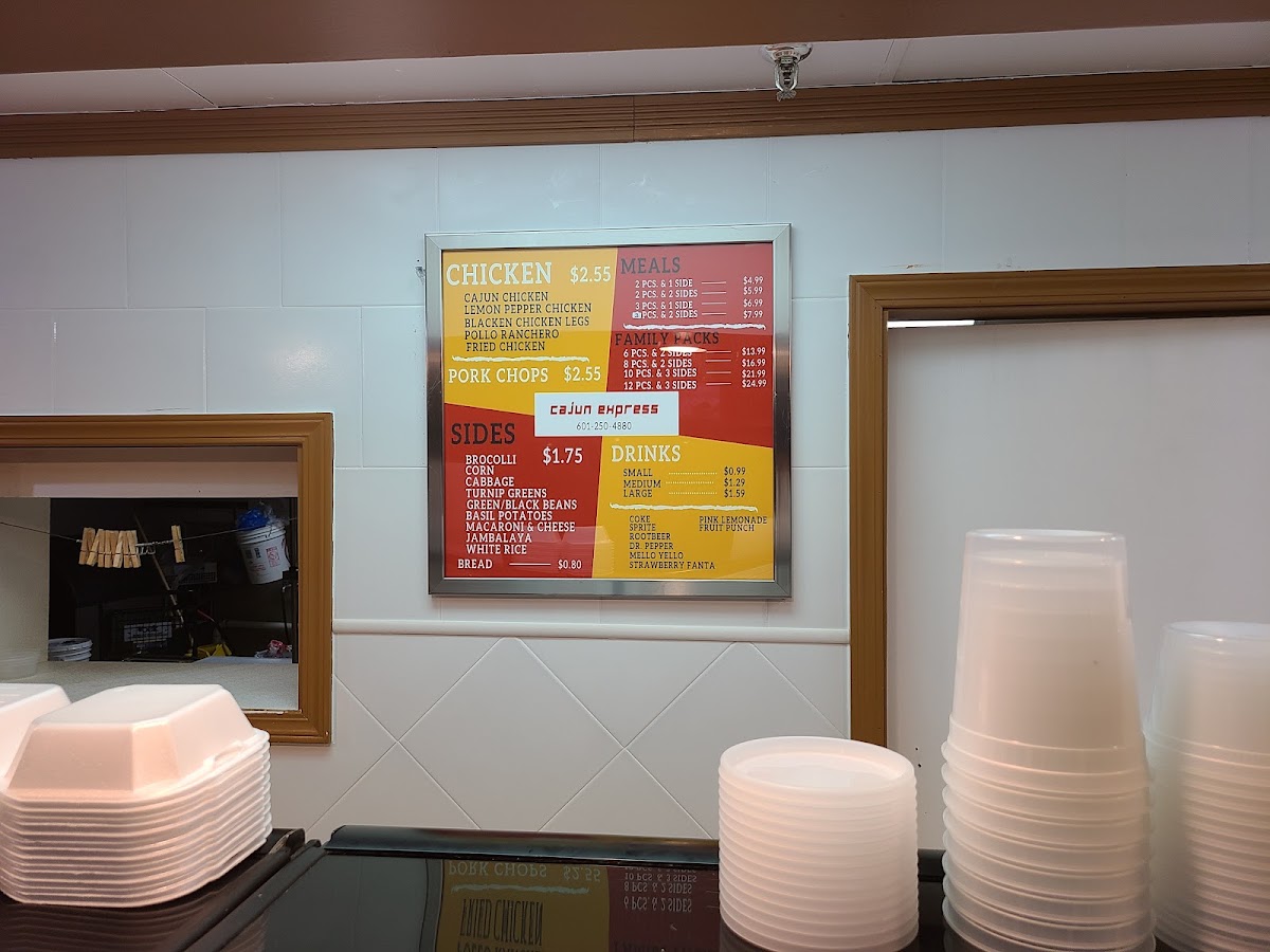 Cajun Express menu board