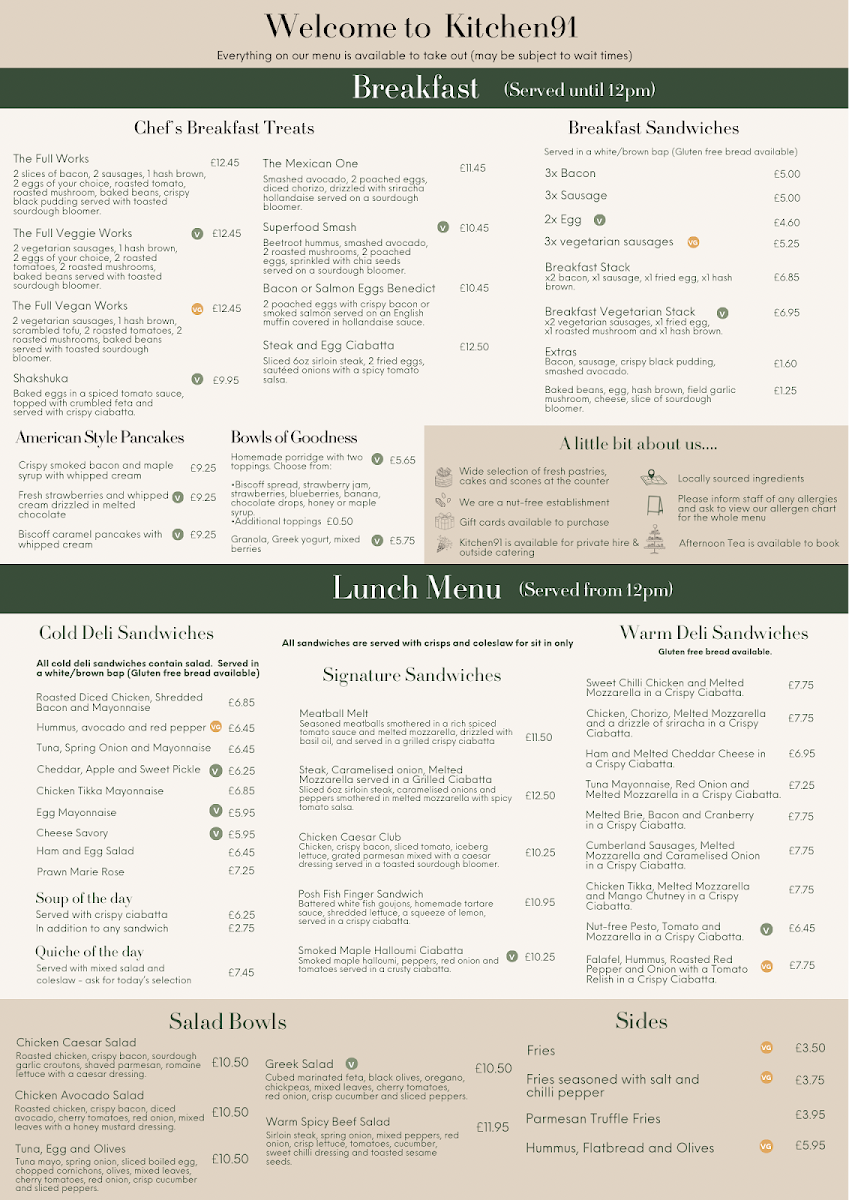 Kitchen91 menu board
