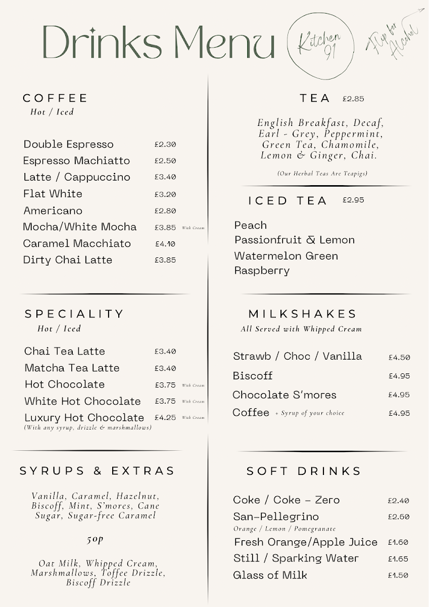 Kitchen91 menu board