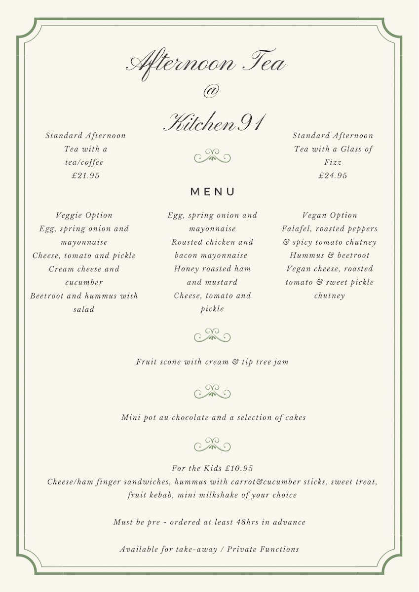 Kitchen91 menu board