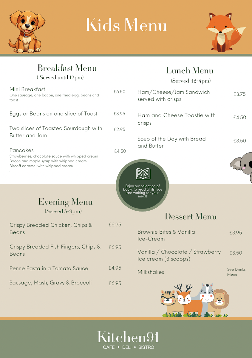 Kitchen91 menu board