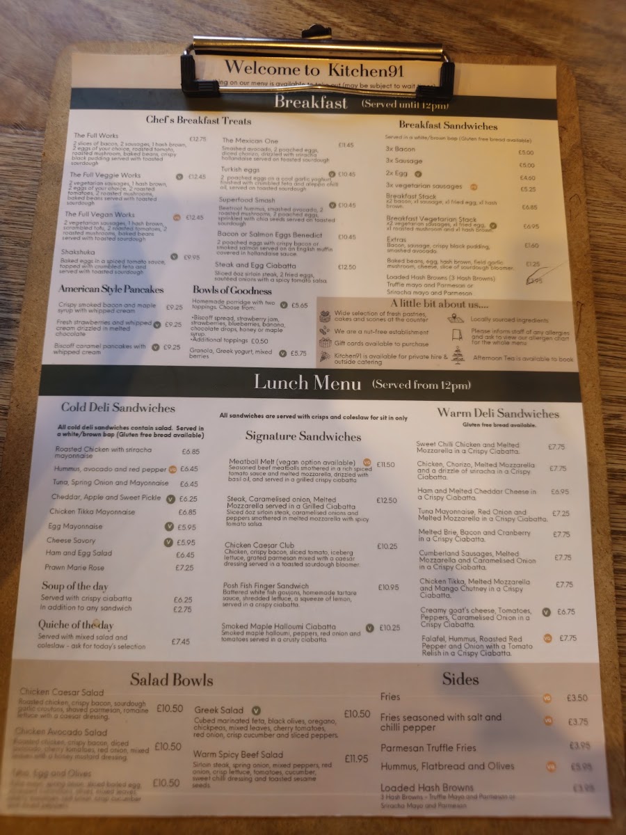 Kitchen91 menu board