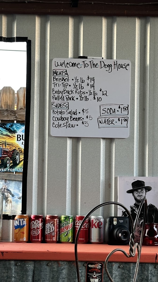 Dogg House BBQ menu board