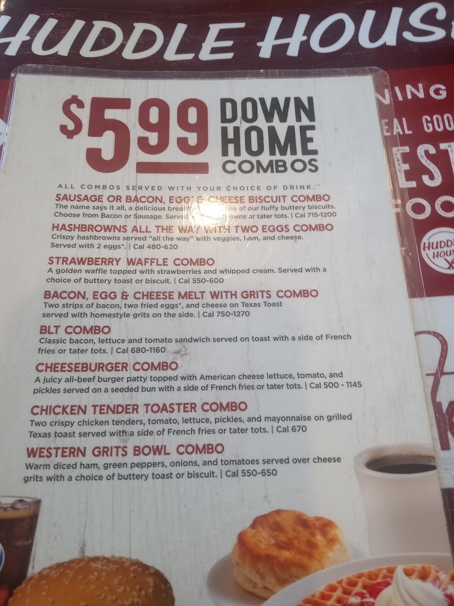 Huddle House menu board
