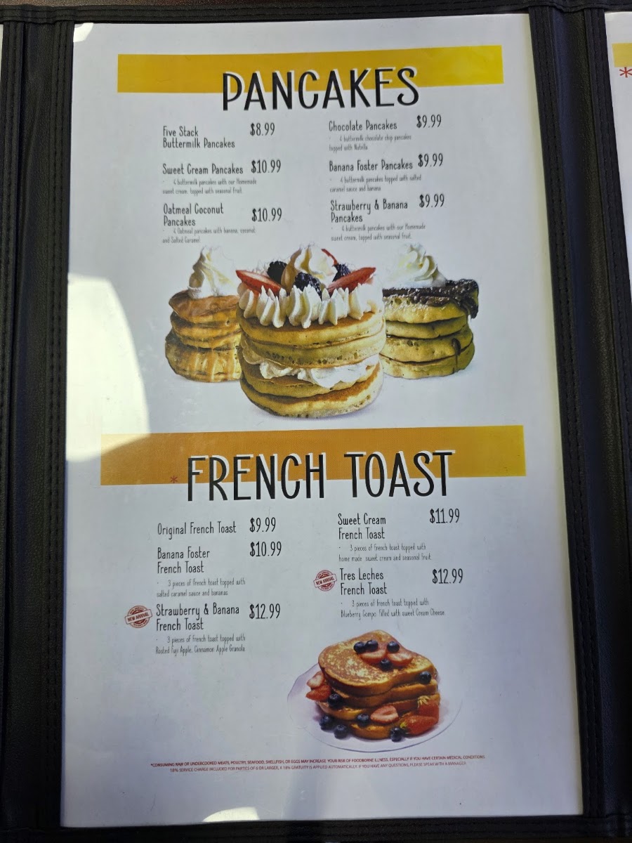 Rise and Shine Breakfast Place Summerville menu board