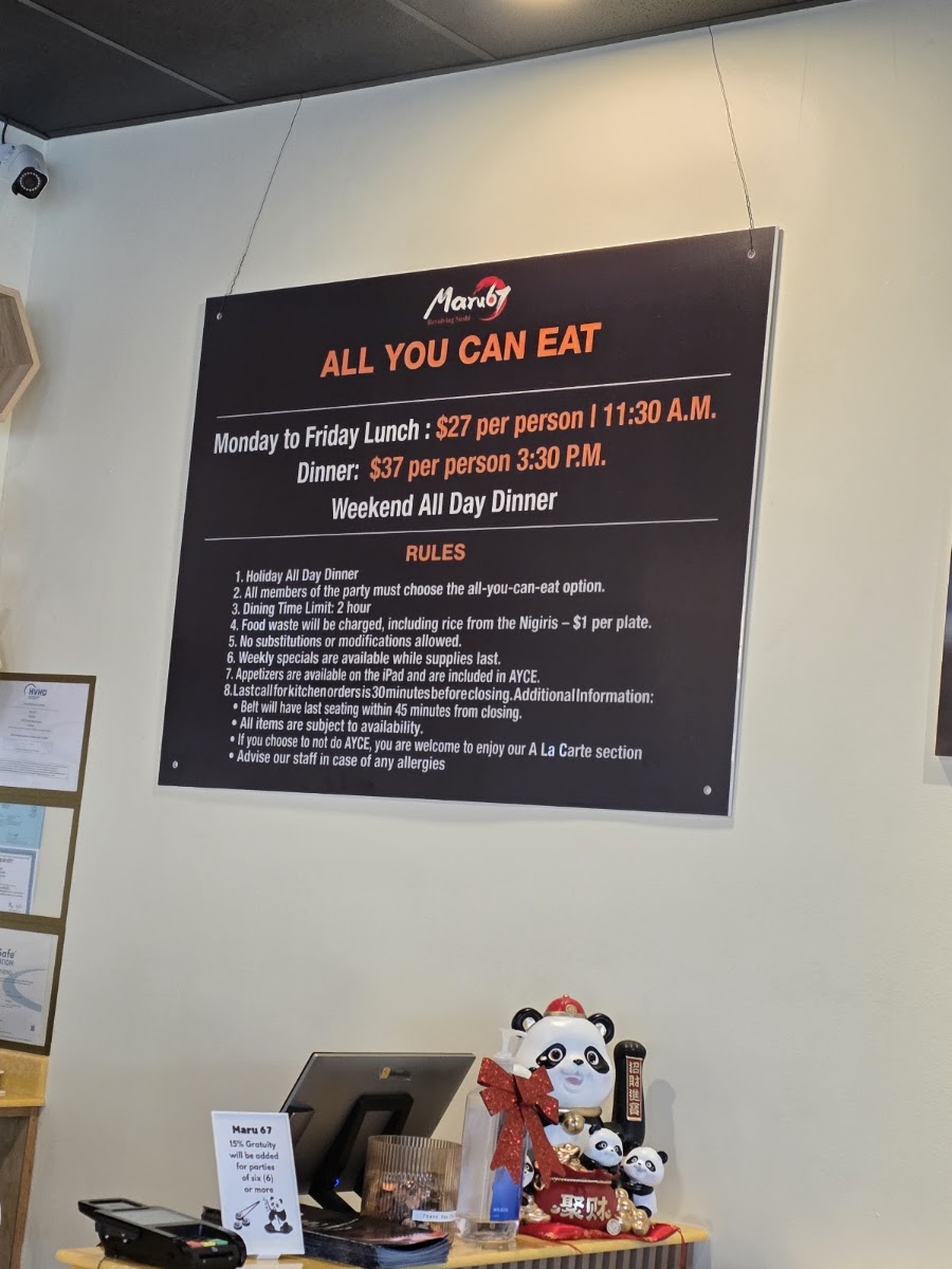 Maru 67 menu board