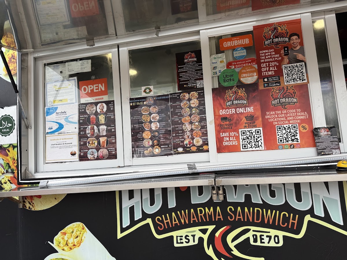 Hot dragon SHAWARMA menu board