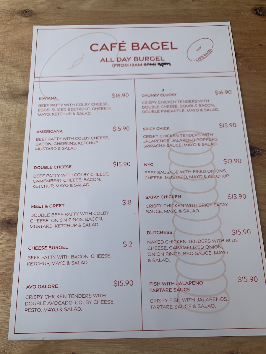 Cafe Bagel menu board