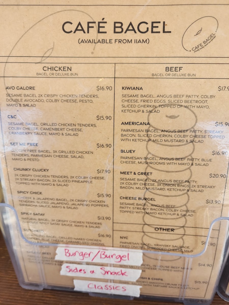 Cafe Bagel menu board