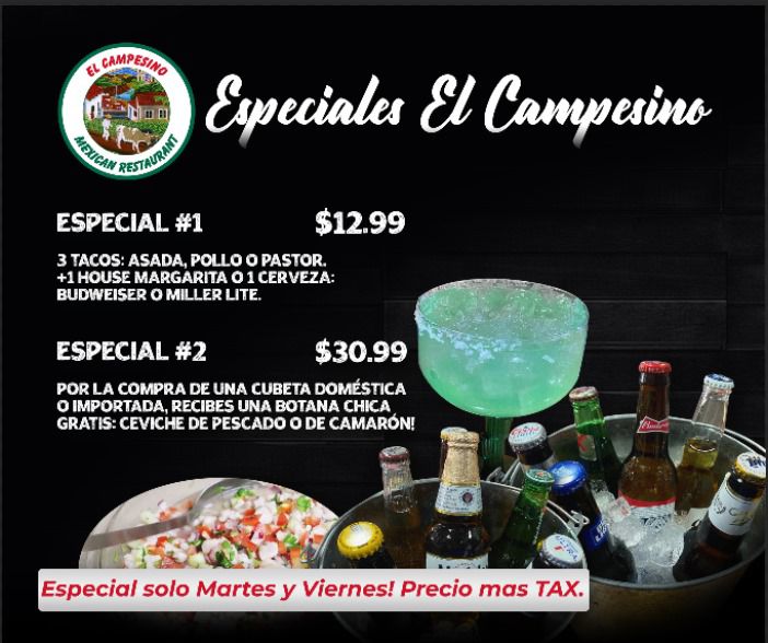 El Campesino Mexican Restaurant menu board