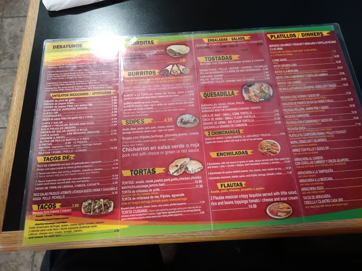 El Campesino Mexican Restaurant menu board