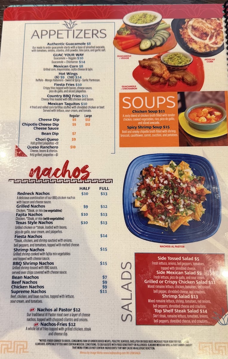 El Agave Mexican Grill - Holly Springs menu board